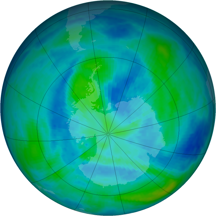 Antarctic ozone map for 28 March 1993